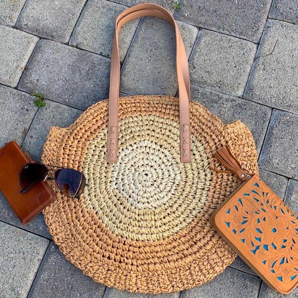 ✨ROUND BOHO WOVEN RATTAN LARGE SHOULDER BA…
